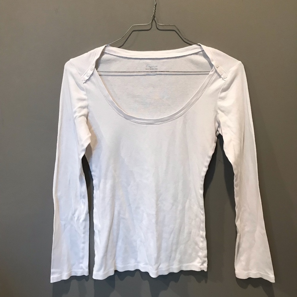 Express Basic White Long Sleeve Tee